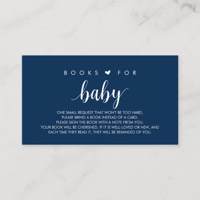 Bücher für das Baby, Modernes Niedliches Navy Blue Begleitkarte (Vorderseite)