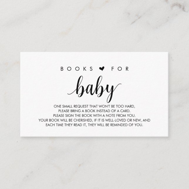 Bücher für das Baby, Modernes Niedliches Schwarzes Begleitkarte (Vorderseite)