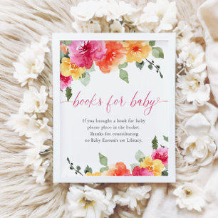 Bücher für die farbenfrohe, blumige Babydusche Poster