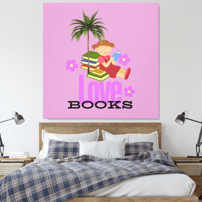 Bücher für die gedruckte Liebe von Canvas Leinwanddruck (Insitu (Schlafzimmer))