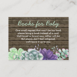Bücher für rustikale Babybettwäsche Babydusche Begleitkarte