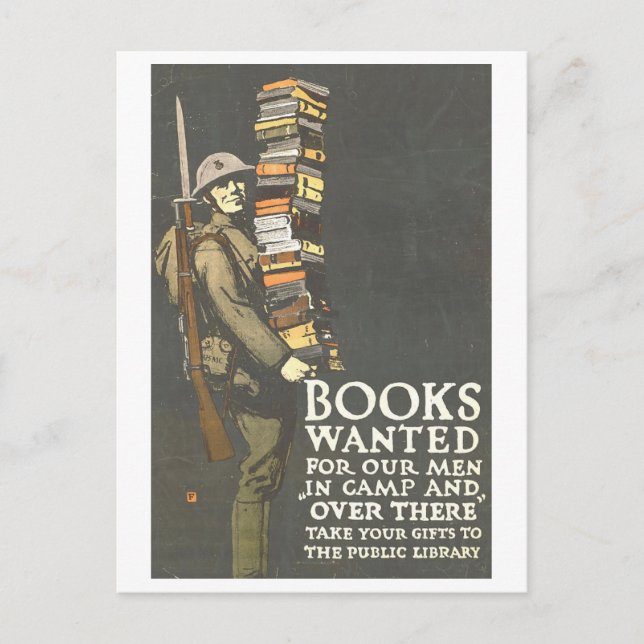 Bücher für Soldiers Vintage Poster Postkarte (Vorderseite)