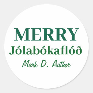 Bücher & gemütliche Nächte: Frohes Jolabokaflod Runder Aufkleber