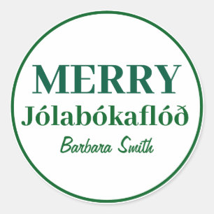 Bücher & Gemütliche Nächte: Merry Jolabokaflod Kla Runder Aufkleber