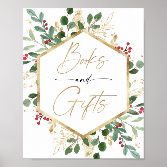 Bücher Geschenke signieren Weihnachten Rot Gold Ba Poster (Vorne)