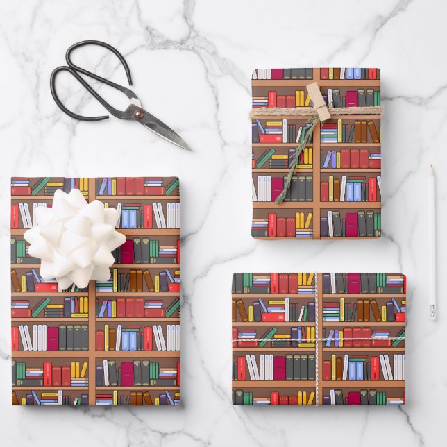 Bücher Geschenkpapier Set (Vorderseite)