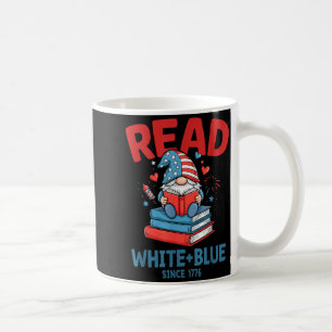 Bücher Gnom USA Feuerwerk Lesen Weiß Blau Kaffeetasse