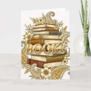 Bücher Gold-Ton-Kunst Leser Schriftsteller Bibliop Karte
