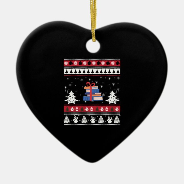 Bücher hässlich Weihnachten Weihnachts Funny Readi Keramik Ornament (Vorne)