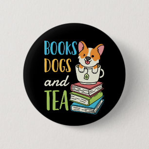 Bücher, Hunde und Tee Button