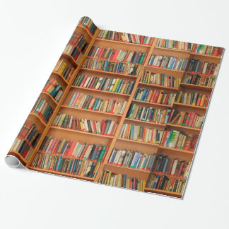 Bücher im Hintergrund der virtuellen Bibliothek Geschenkpapier