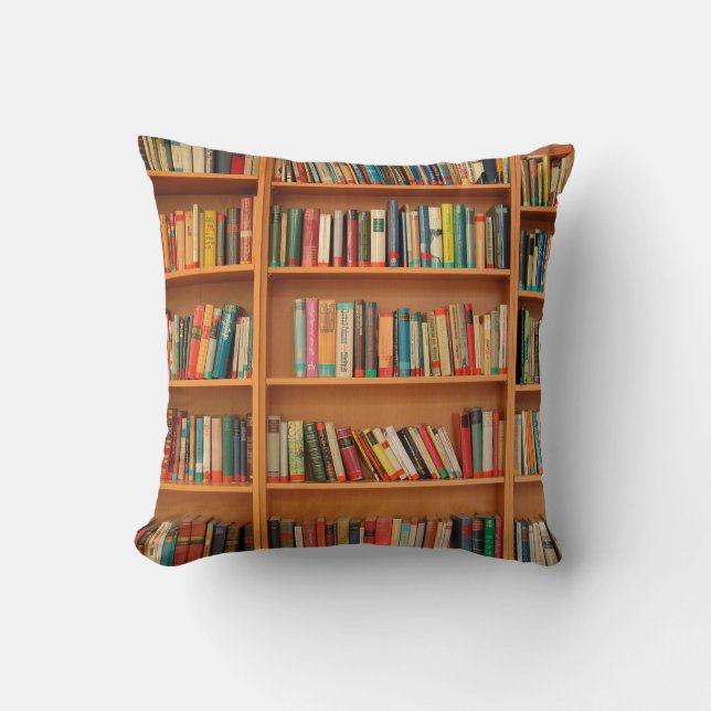 Bücher im Hintergrund der virtuellen Bibliothek Kissen (Vorderseite)