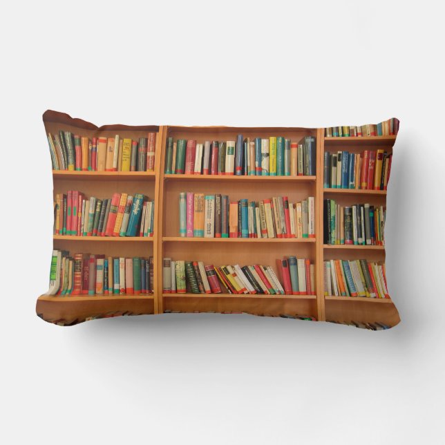Bücher im Hintergrund der virtuellen Bibliothek Lendenkissen (Vorderseite)