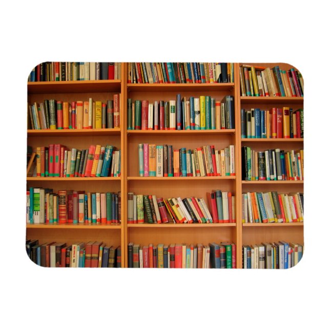 Bücher im Hintergrund der virtuellen Bibliothek Magnet (Horizontal)