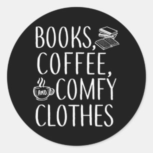 Bücher Kaffee Comfy Literary Writer Reading Bookma Runder Aufkleber