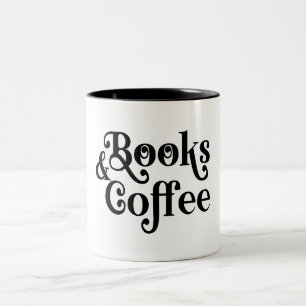 Bücher & Kaffee-Typografie Schwarz-Weiß Zweifarbige Tasse