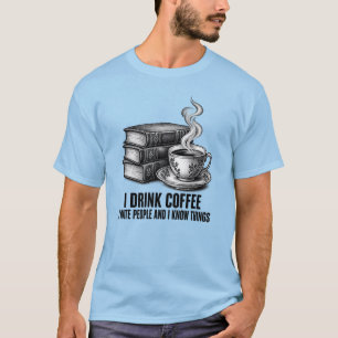 Bücher & Kaffee Vintage-Stich T-Shirt