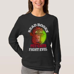 Bücher Katzen bekämpfen Böse Bookmagic Dragon Read T-Shirt