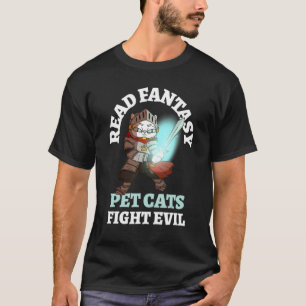 Bücher Katzen Böse Ritter Buchliebhaber Fantasy Ka T-Shirt
