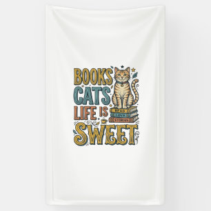 Bücher Katzen Das Leben Ist Süß Vintage Katzenlese Banner