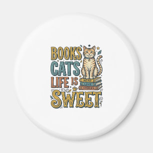 Bücher Katzen Das Leben Ist Süß Vintage Katzenlese Magnet