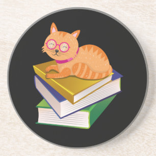 Bücher - Katzen und Bücher - Geschenk des Buches Getränkeuntersetzer