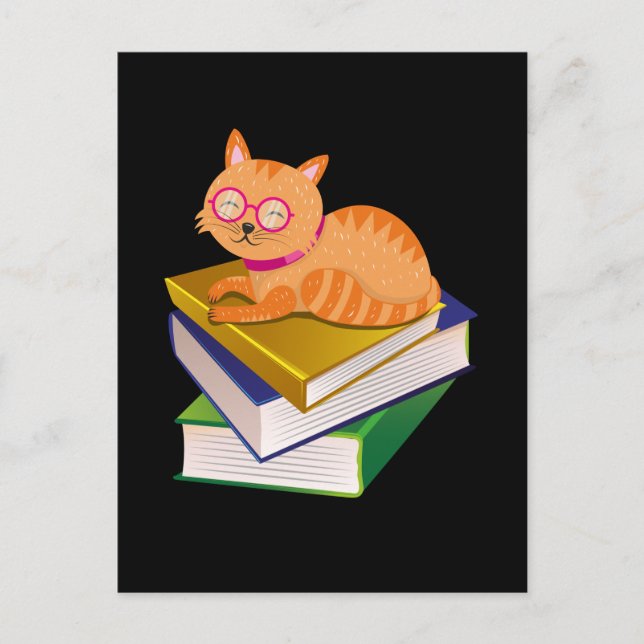 Bücher - Katzen und Bücher - Geschenk des Buches Postkarte (Vorderseite)