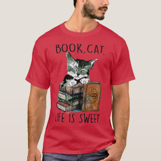 Bücher Katzenleben ist süße Katzen Buch Liebhaber  T-Shirt