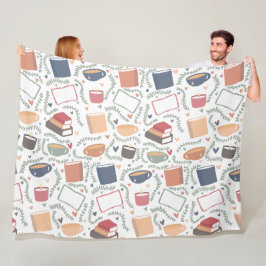 Bücher, Kerzen und Tee Fleecedecke