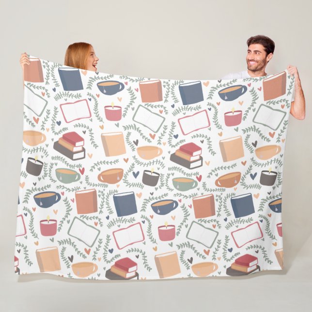 Bücher, Kerzen und Tee Fleecedecke (Beispiel)