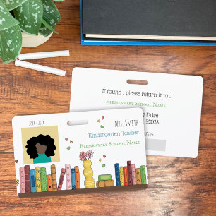 Bücher Kindergarten Lehrerin Weißes Foto ID Abzeic Ausweis