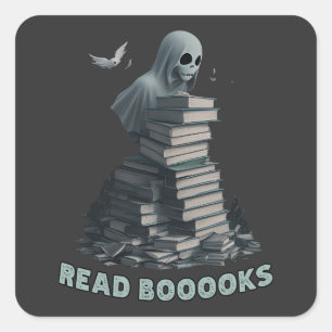 Bücher lesen, Ghost Bücher lesen Quadratischer Aufkleber