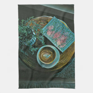 Bücher lesen, Kaffee trinken Geschirrtuch