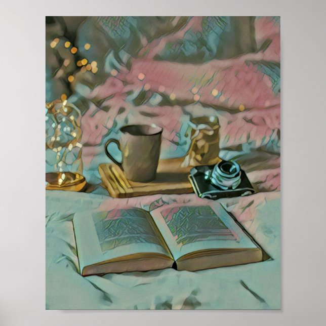 Bücher lesen, Kaffee trinken Poster (Vorne)
