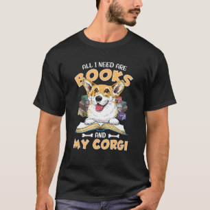 Bücher Leser Kleidung Tiere Hunde Corgi T-Shirt