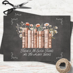Bücher mit Blume und Zitat auf Black Decoupage Geschenkpapier Set