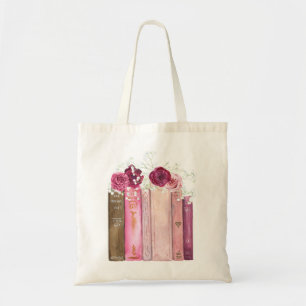 Bücher mit Magenta-Blume Tragetasche