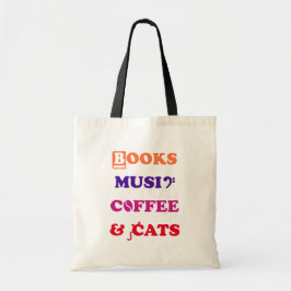 Bücher, Musik, Kaffee und Katzen: unser Favorit Tragetasche