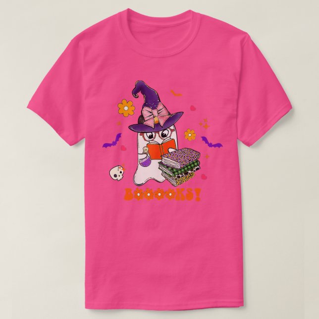 Bücher! Niedlich Ghost Reading Library Books Hallo T-Shirt (Design vorne)
