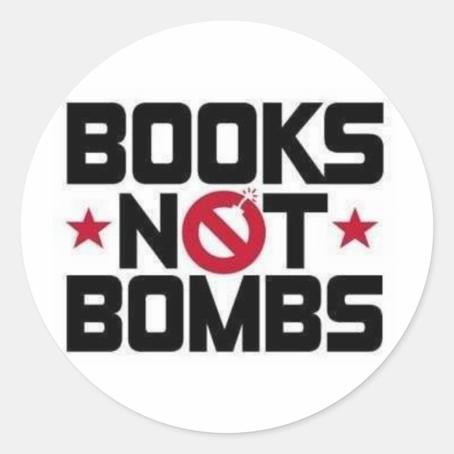 Bücher ohne Bomben Runder Aufkleber (Vorderseite)