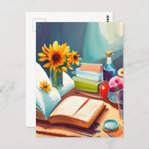 Bücher, Postkarte für Postübergänge