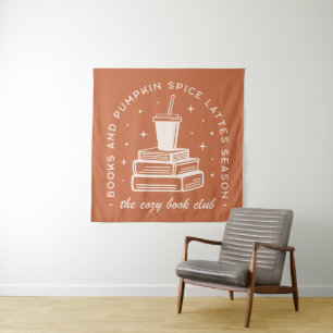 Bücher & Pumpkin Gewürzsaison Wandteppich