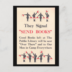 "Bücher senden" an Truppen Poster WWI Postkarte