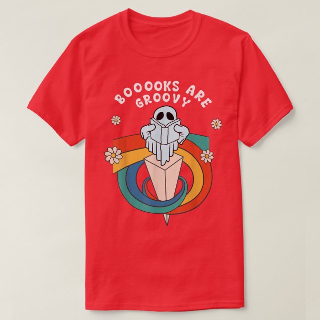 Bücher sind Groovy Funny Halloween Buch Lover Ghos T-Shirt (Design vorne)