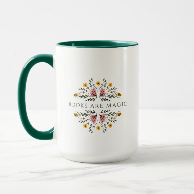 Bücher sind Magie-Aufkleber Tasse (Links)