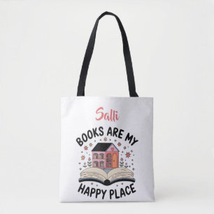 Bücher sind meine glückliche Stelle Personalisiert Tasche