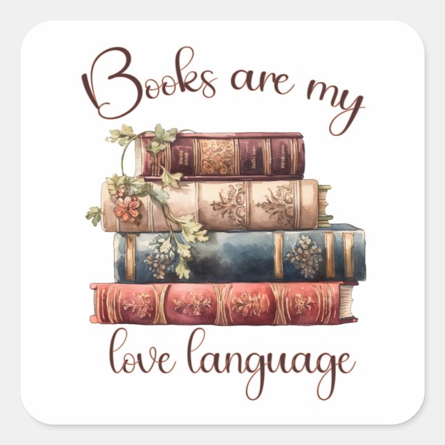 Bücher sind meine Liebe Quadratischer Aufkleber (Vorderseite)