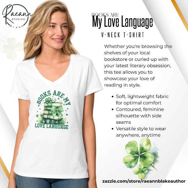 Bücher sind meine Liebe Sprache Frauen V-Neck-T -  T-Shirt (Von Creator hochgeladen)