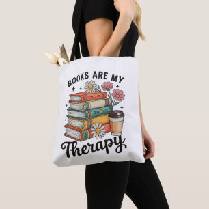 Bücher sind meine Therapie Retro Floral Leserliebl Tasche