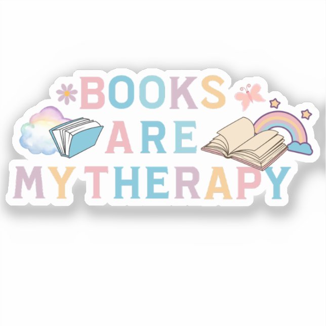 Bücher sind meine Therapiefarbigkeit Aufkleber (Vorderseite)